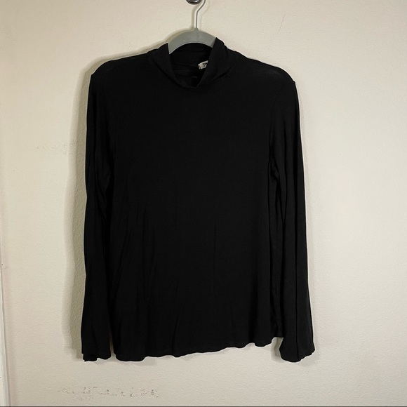 Michael Stars Black Mock Neck Keyhole Back Bell Sleeve Shirt OS - (Medium) - Picture 3 of 6